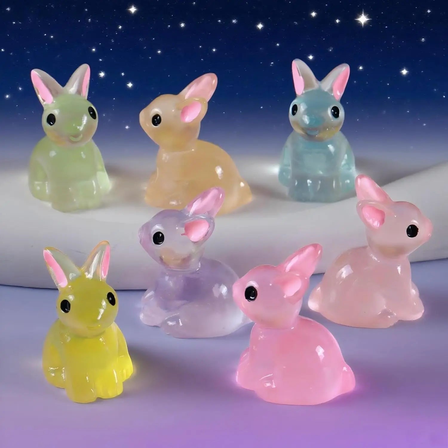 Glow-in-the-Dark Bunny Figurines | Fairy Garden Terrarium Decor