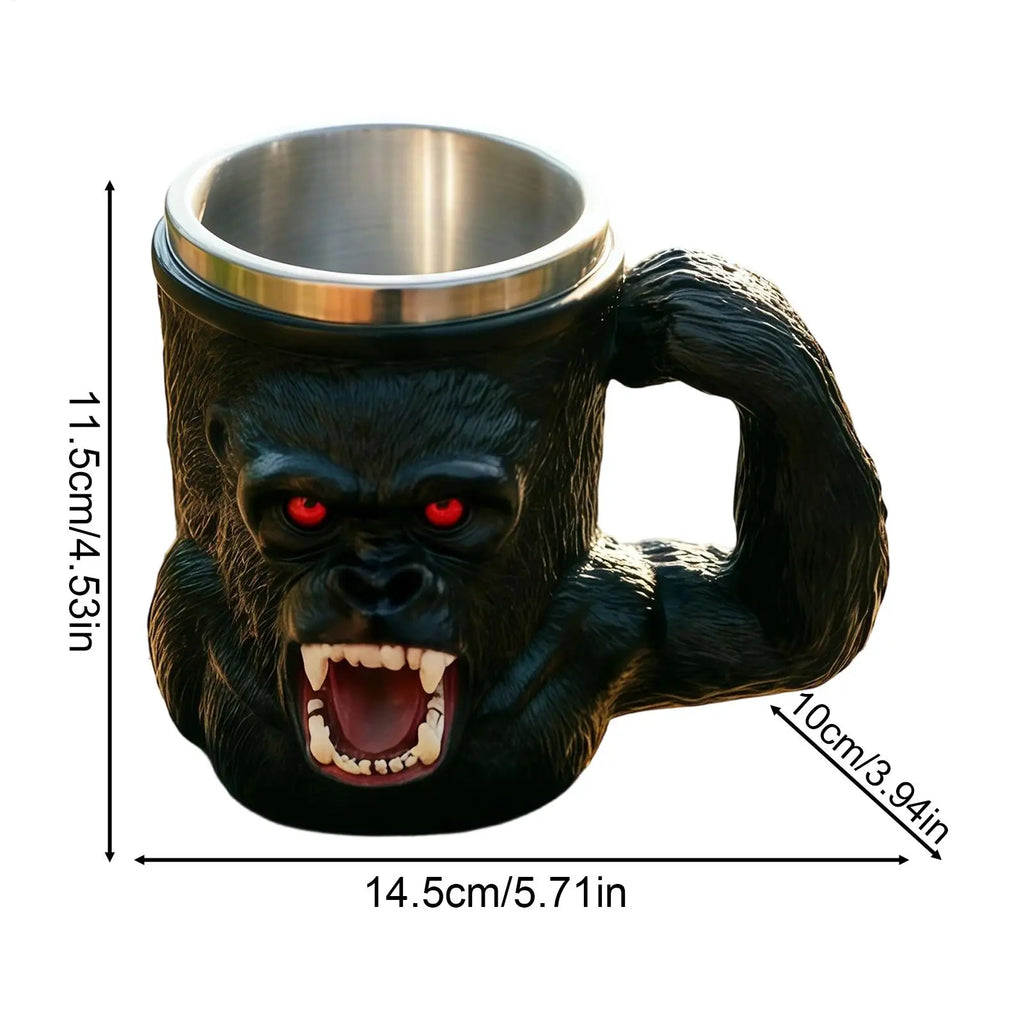 Monkey Mug Resin Stainless Steel Red-eyed Cup Handle Novelty Coffee