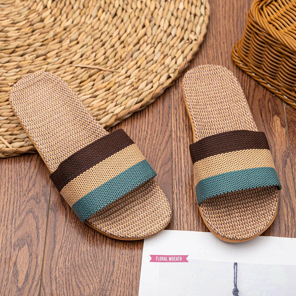 Summer Linen Women's Slippers Flat Sandals Home EVA Lightweight Shoes