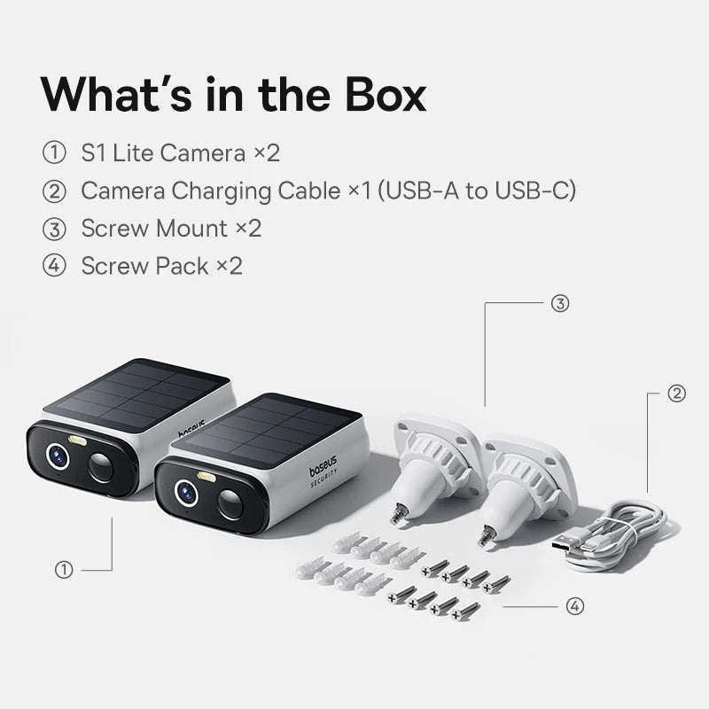 Baseus Security S1 Lite Solar Camera Wireless Outdoor Continuous Zpaxo 2-Camera China Mainland