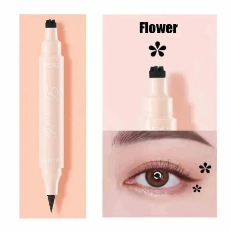 1 Black Eyeliner Stamp Waterproof Sweat-proof Dual-ended Liquid Quick Zpaxo G-03 Flower