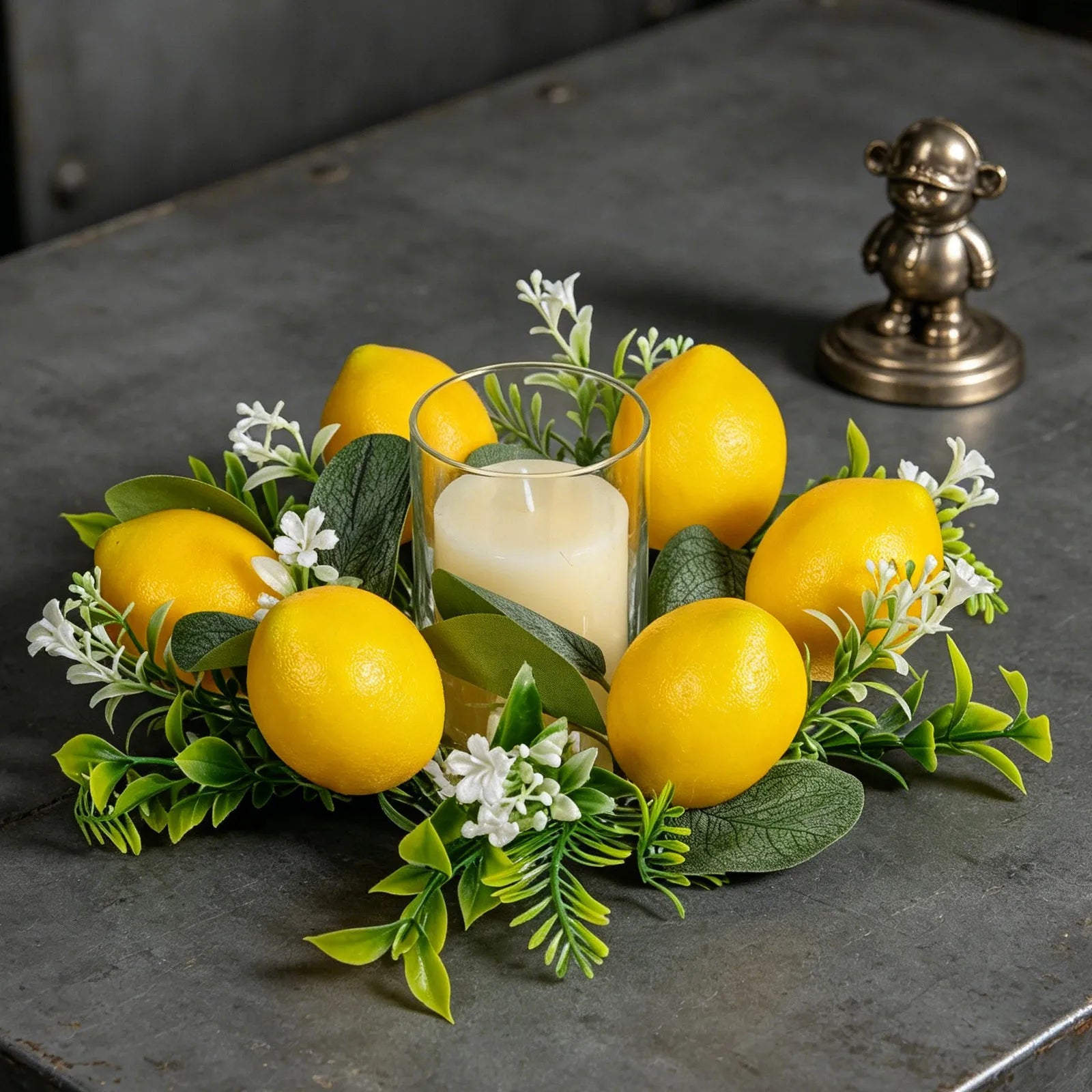 Artificial Lemon Ring Spring Garland Table Floral Wreath Kitchen