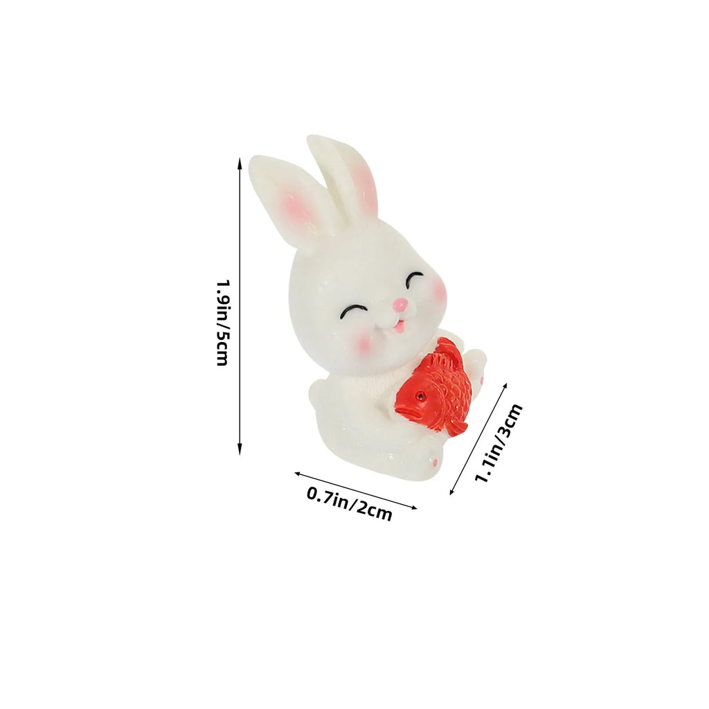 Mini Rabbit Ornaments Resin Small Cute Bunny Decor Cake Cupcake