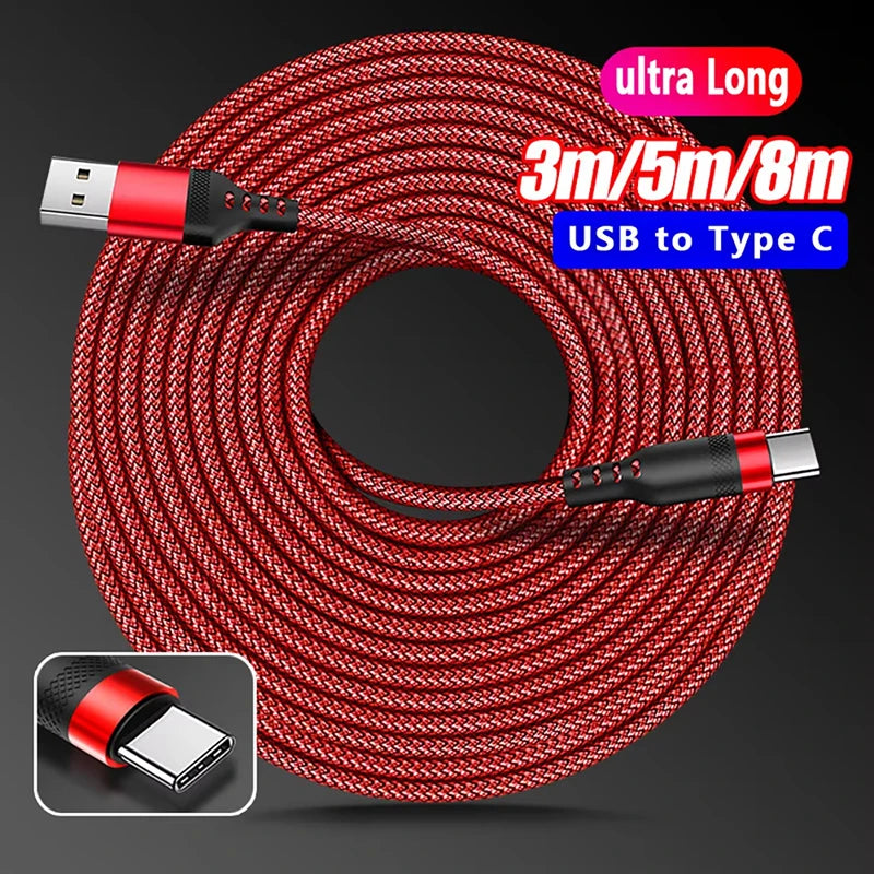 1/2/3/5/8m Extended 6A Super Fast Charging Extra Long Charging Cable USB Type C For iPhone Samsung Fully Compatible Data Cable Zpaxo