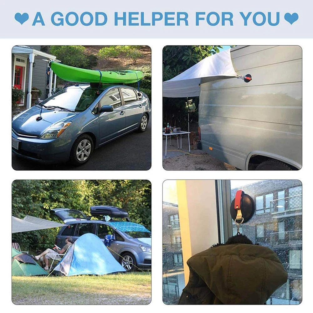 4PCS Multifunctional Heavy Duty Suction Cup Device Tie Tensioner Down Luggage Tarps Tents Camping Car Van with Securing Hook Zpaxo