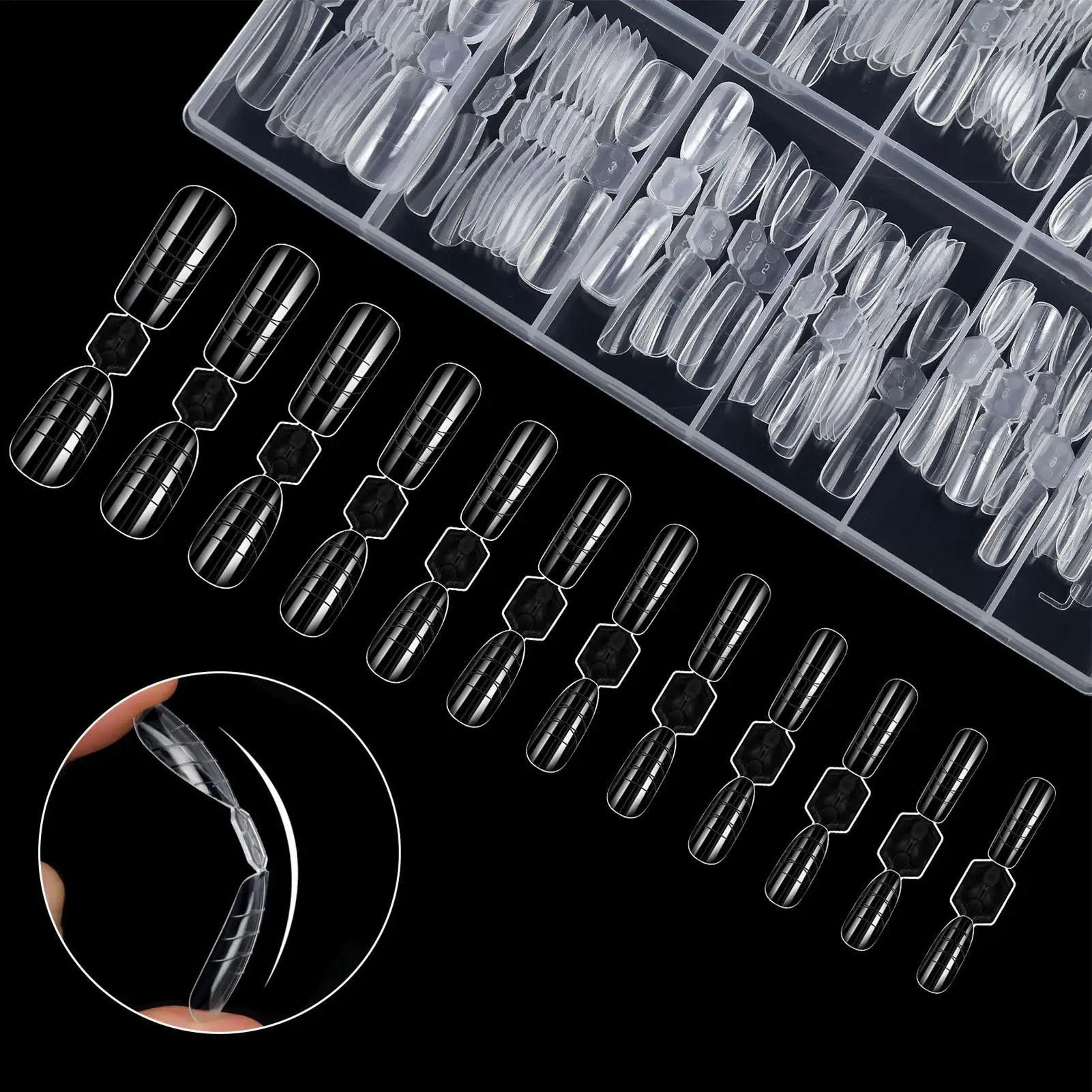 120-Piece Reusable Nail Extension Forms – 12 Sizes Builder Gel Nail Extension Forms Zpaxo