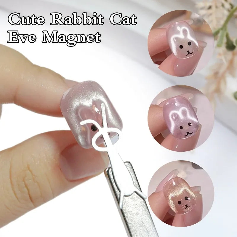 Rabbit Shaped Cat Eye Magnet Flexible Iron Wire Creating Heart Effect