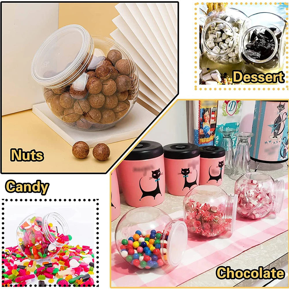 1Pc Candy Jar with Lid Plastic Clear Cookie Storage Container Wide Mouth Canister for Candy Snacks Cereal Jelly Dry Food Zpaxo