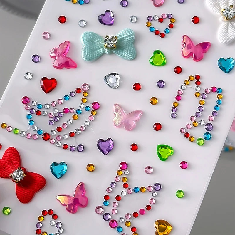 3D Diamond Face Tattoo Stickers Colorful Glitter Crystal Eye Makeup Diamond Stickers DIY Self-Adhesive Butterfly Rhinestones Zpaxo