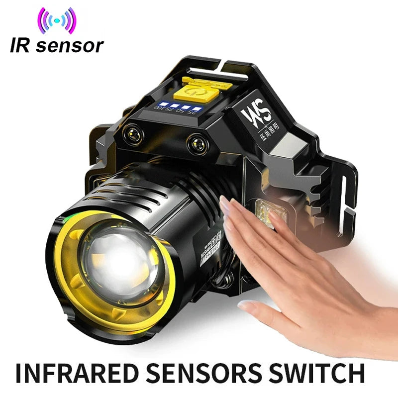 KDULIT Rechargeable Zoomable LED Headlamp – IR Sensor & Waterproof