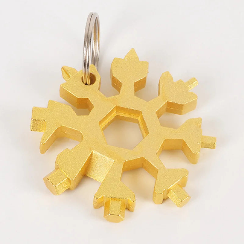18-in-1 Stainless Steel Snowflakes Multi-tool bottle opener flat-headed Phillips screwdriver kit/wrench outdoor portable Cycling Zpaxo Gold