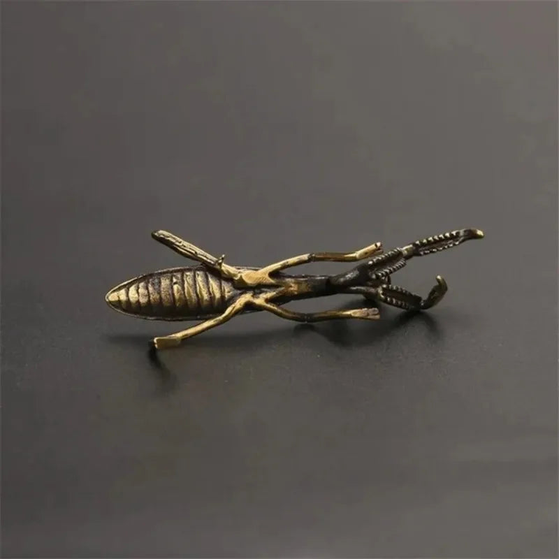 Copper Mantis Miniature Figurine – Vintage Tea Pet & Pot Decor Miniature Figurine Zpaxo