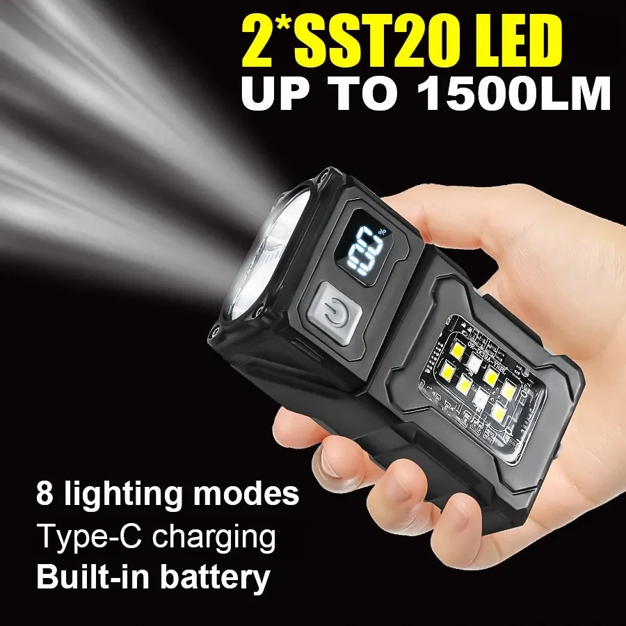KDULIT Mini LED COB Flashlight – Type-C Rechargeable Torch