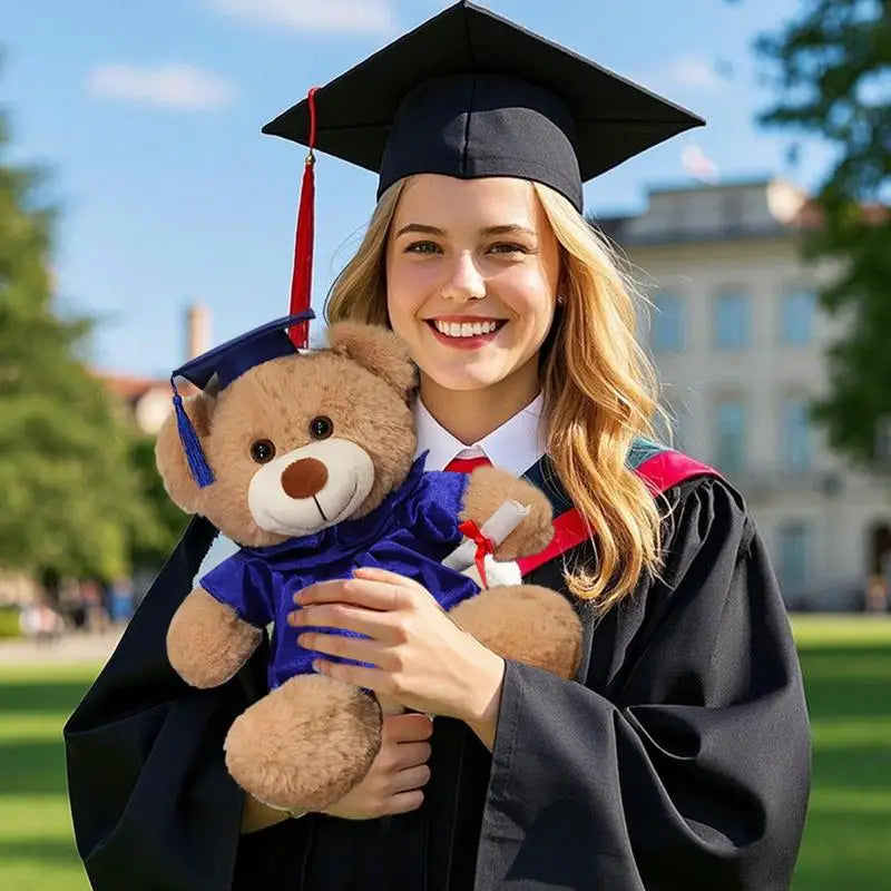 Bear With Graduation Hat Toys Stuffed Toy Doll With Hat Soft Plush Pillows Portable Comfortable Toy For Family Friends Children Zpaxo