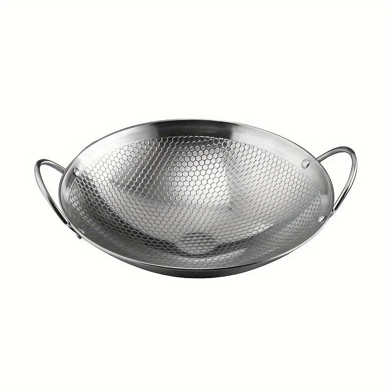 Stainless Steel Honeycomb Skillet Non-stick Handle Scratch-resistant