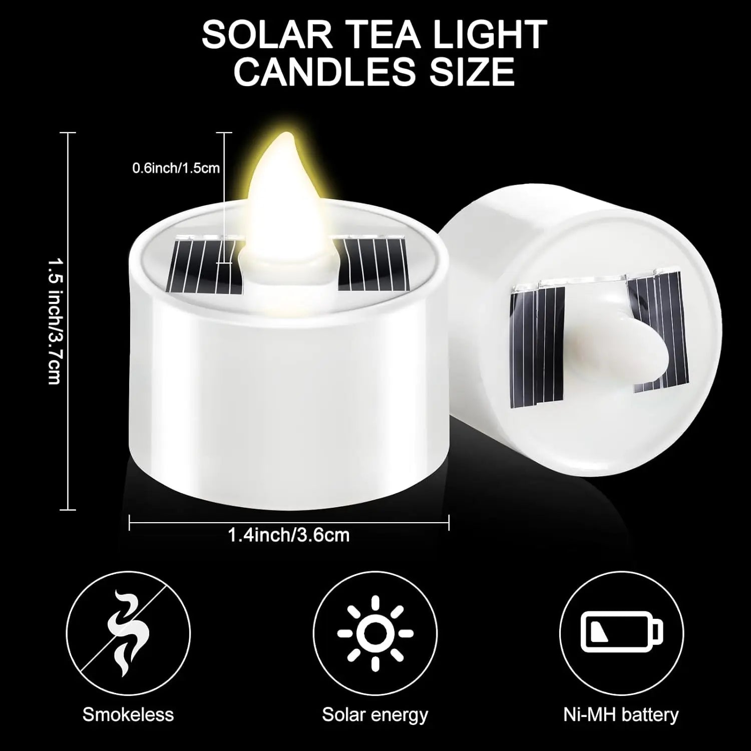 High-quality Reusable Flameless Flickering LED Solar Tealight Candles