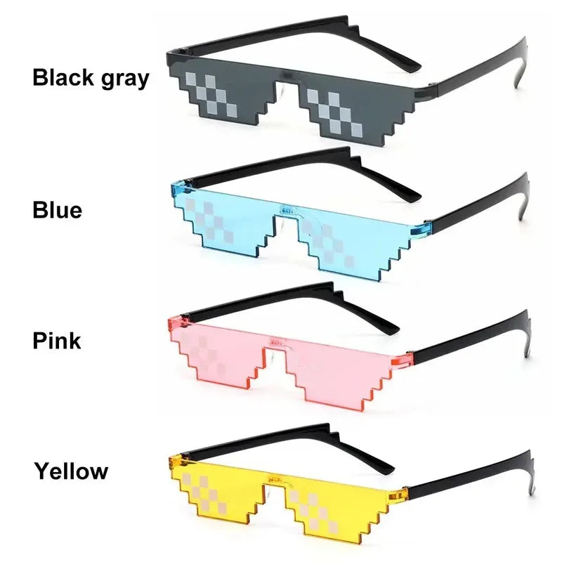 Pixel Mosaic Sunglasses – Retro Gamer Cosplay Party Shades Novelty Sunglasses Zpaxo