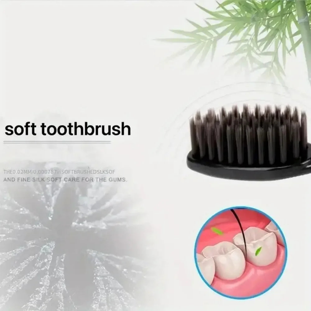 10-Pack Bamboo Charcoal Soft Toothbrush Set for Adults & Family Manual Toothbrush Set Zpaxo