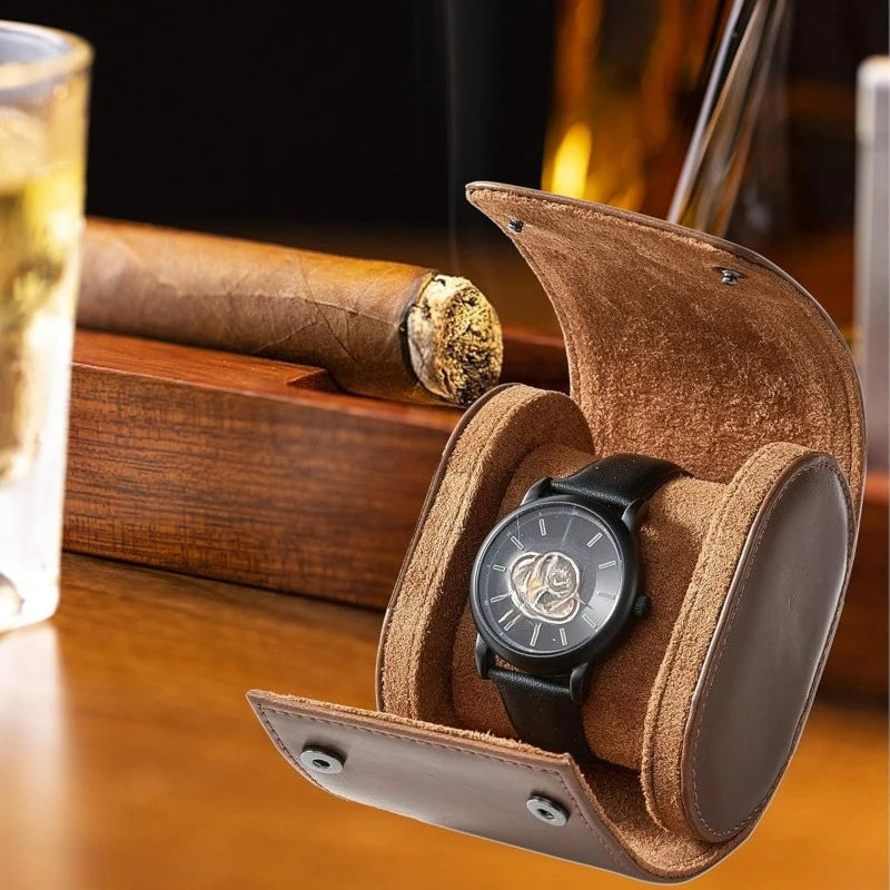 Single Watch Travel Case-classic Leather Case Superb Texture Portable
