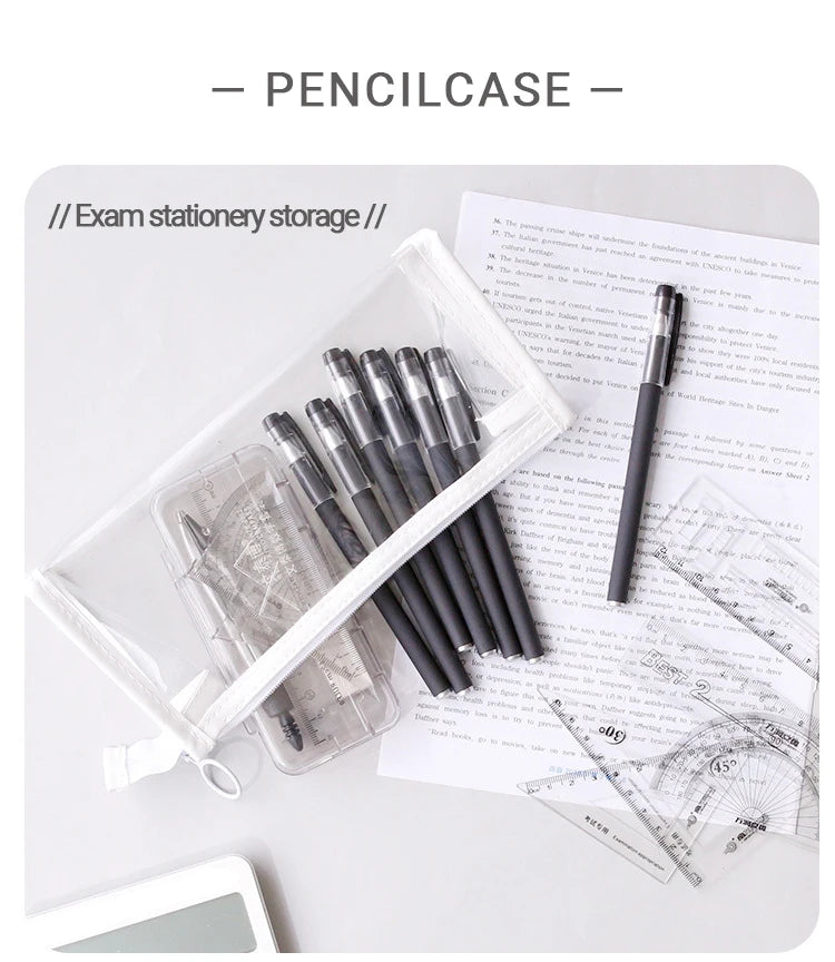 Student Transparent Pencil Case Large Capacity Pencil Case Waterproof Pen Bag Cosmetic Bag For School Stationery Office Supplies Zpaxo