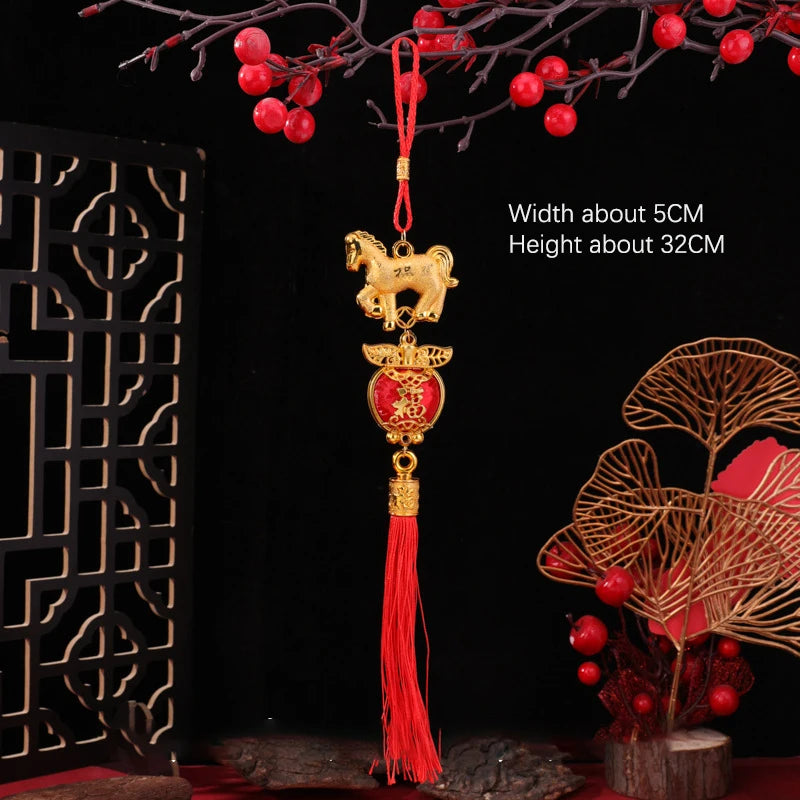 1/10Pcs 2026 Year Of The Horse Wall Hanging Car Ornament Chinese New Year 3D Horse Lantern Red Gold Pendant Lucky Decor Gifts Zpaxo A8