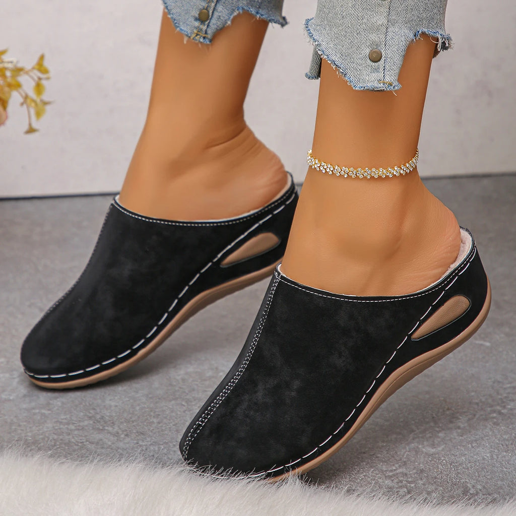 Women Slippers Large Fashionable Sandals Round Toe Slip-on Platform Zpaxo