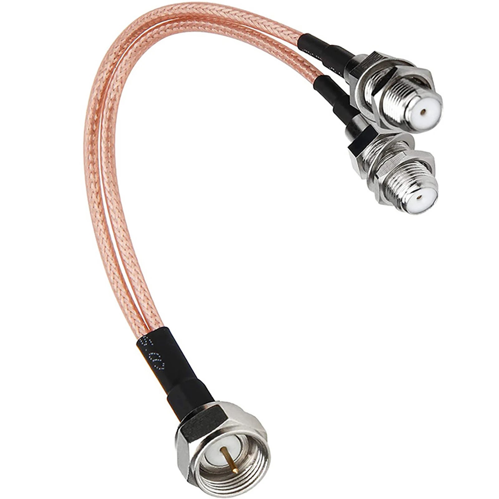 F Male Dual Female Connector Y 3 Way Jack Splitter Flexible RG316