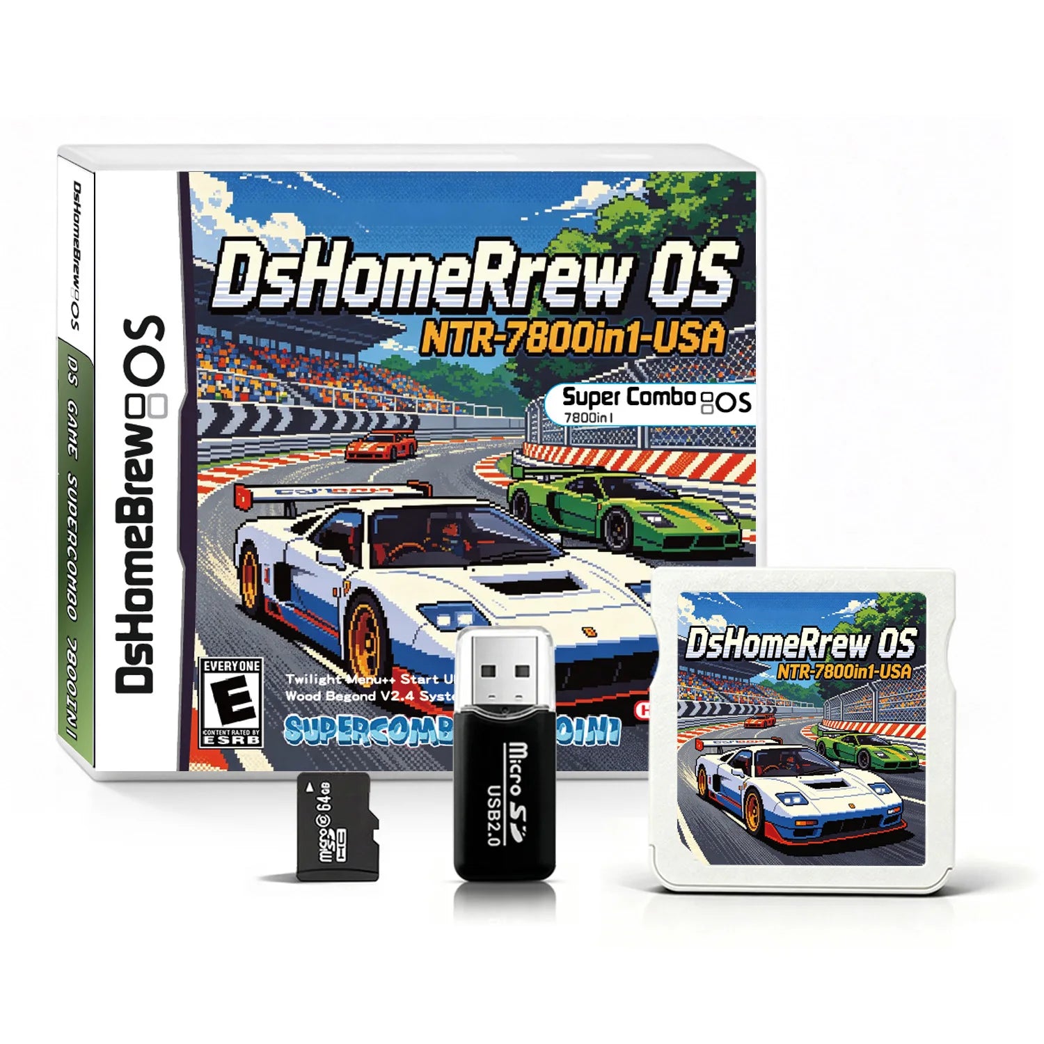 Collection 7800 in 1 Card DsHomeBrew OS Wood System FlashCard For NDS 3DS MD GB GBC FC PCE Vedio Game Card With 64G Memory Card Zpaxo White