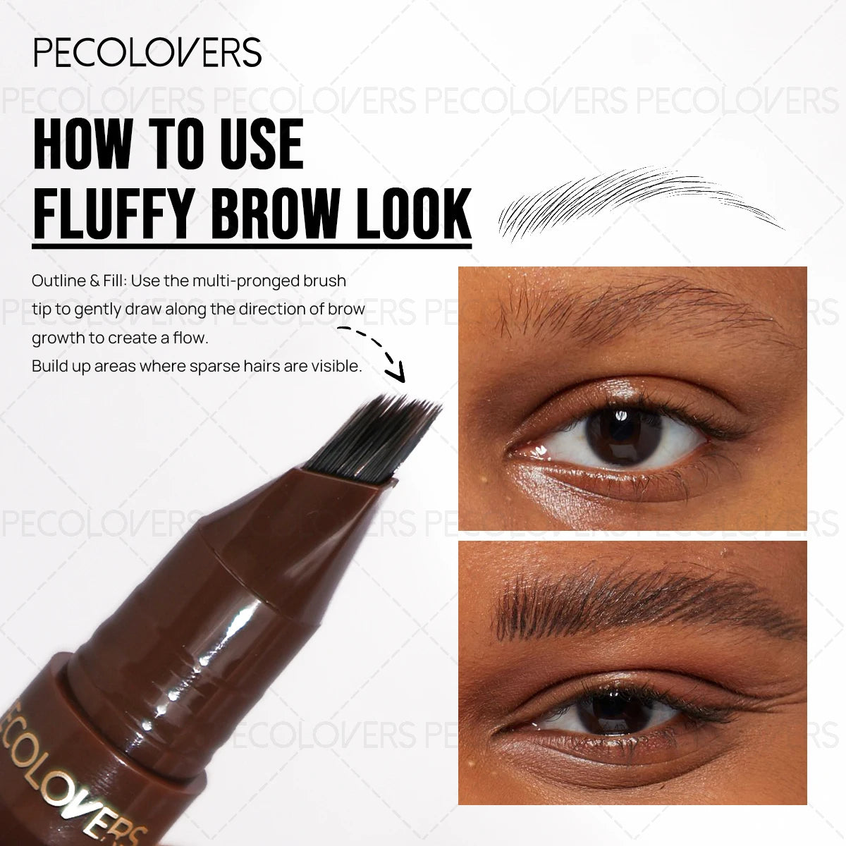 Quick-dry Water Eyebrow Pen Trendy Joyful Eyebrows Natural Wild Look Zpaxo