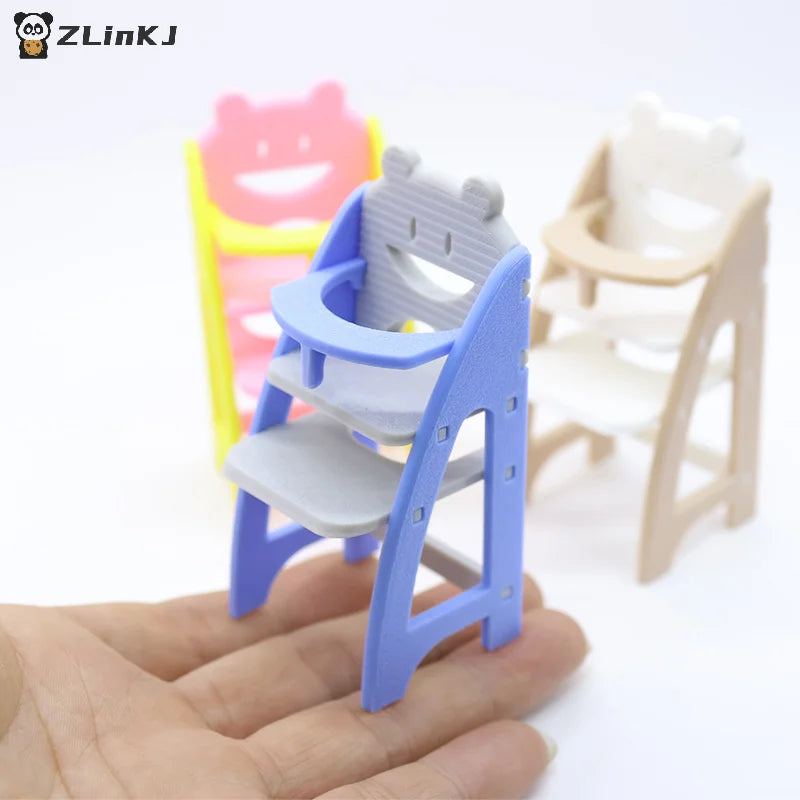 ▶1Pc Miniature Simulation Baby Dining Chair Model For 1/12 scale Dollhouse Living Furniture Decoration Children Pretend Play Toy Zpaxo