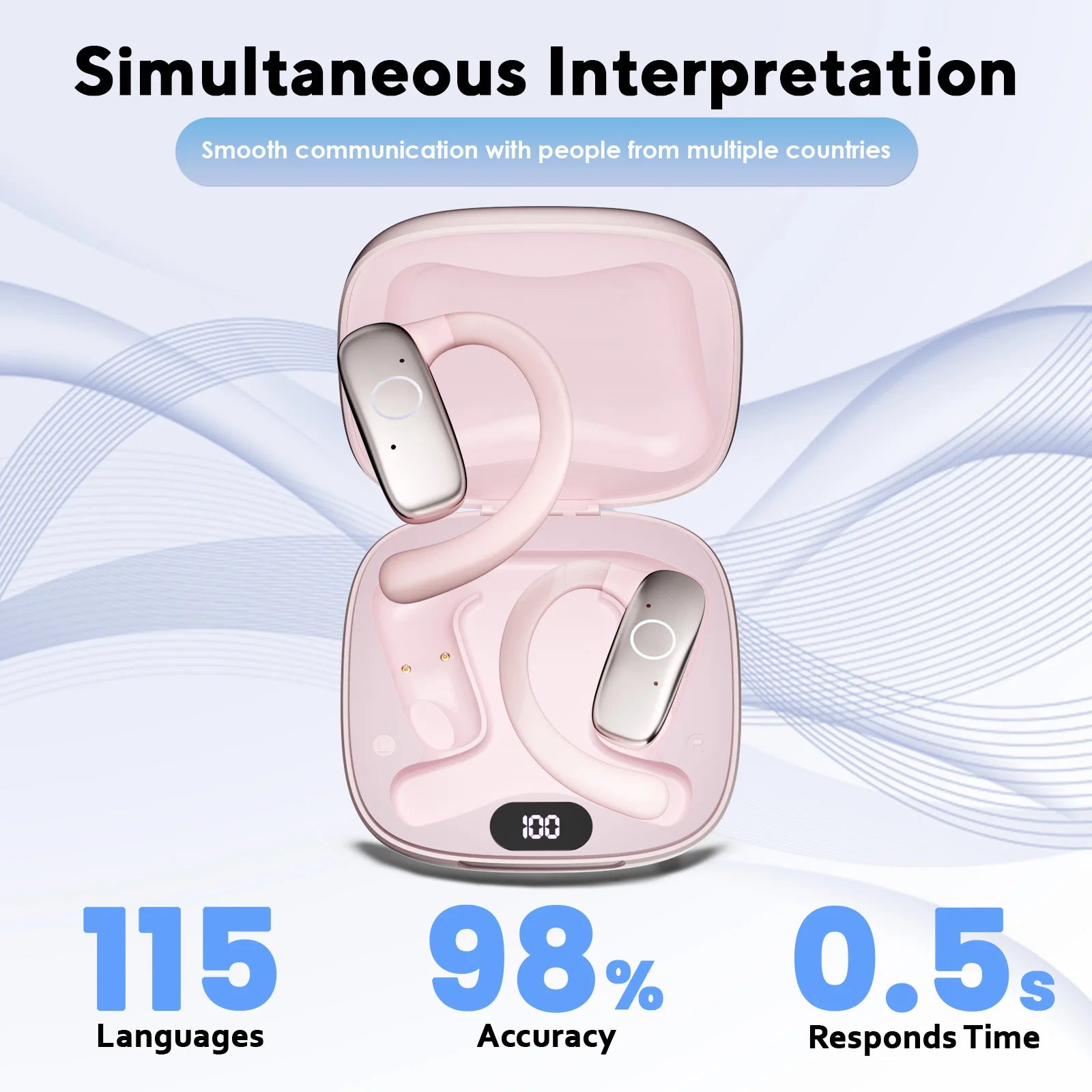AI Smart Translation Headphones Sports Bluetooth Wireless Headset 114