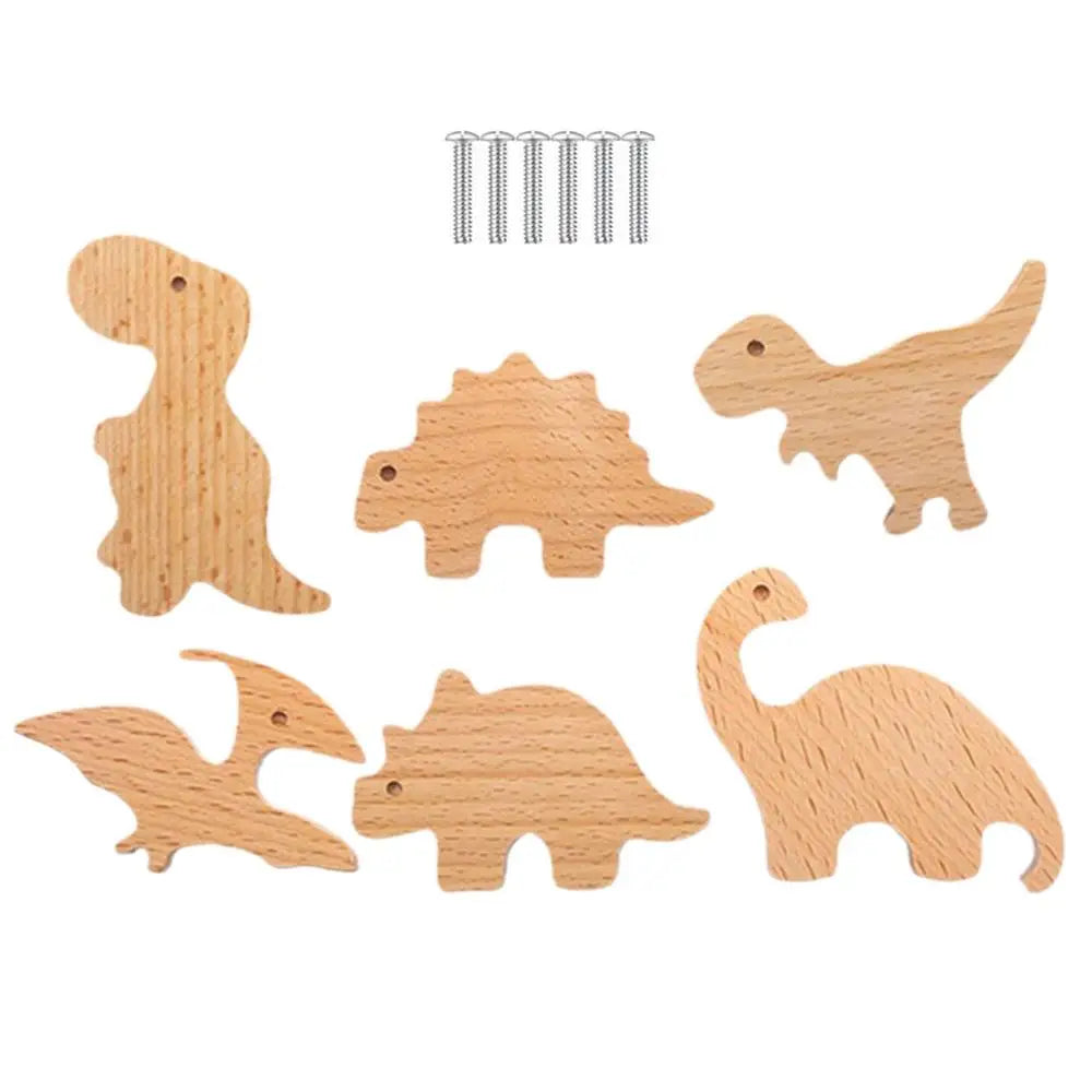 Animal Cabinet Knobs 6 Kids Drawer Pulls Decorative Dresser Dinosaur