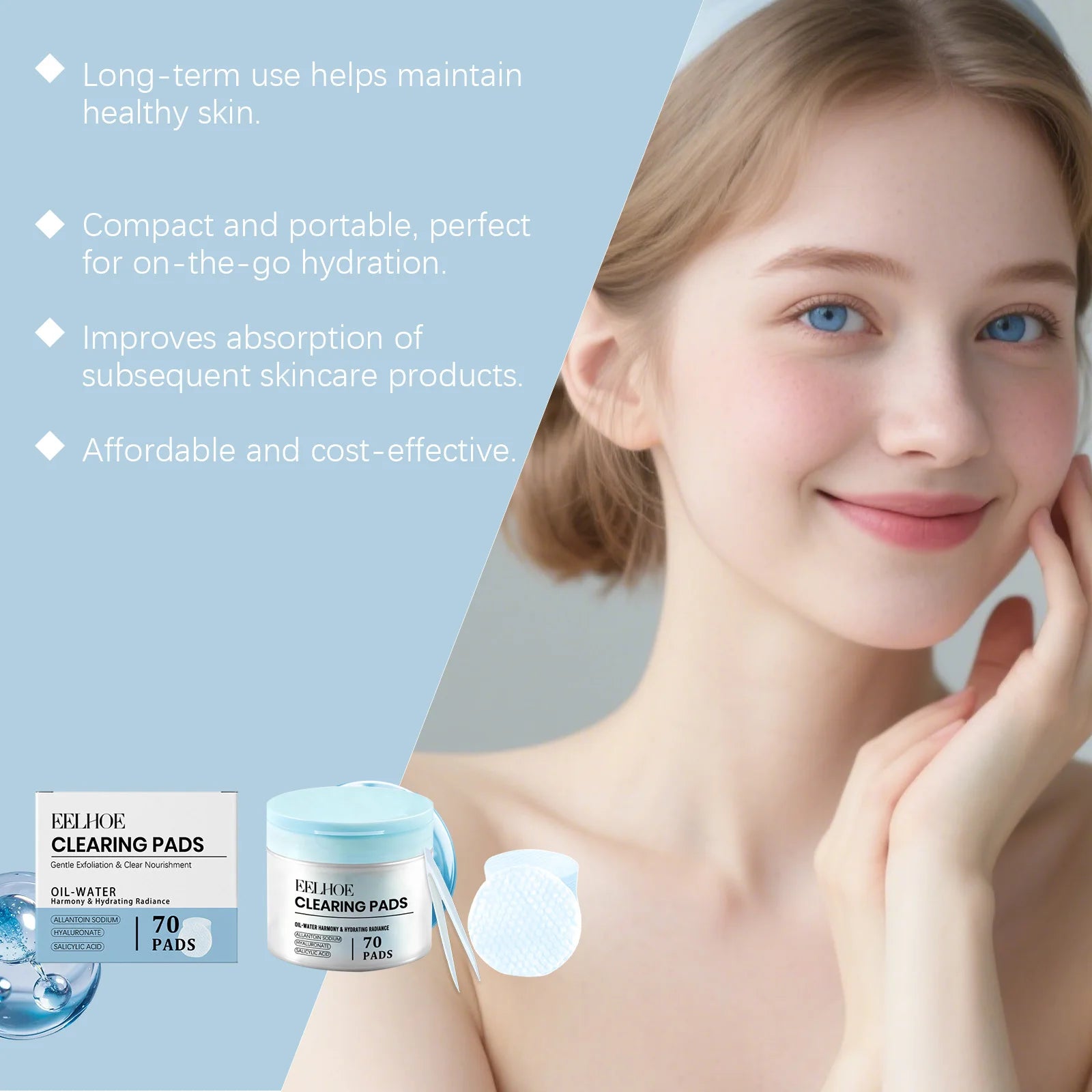 Salicylic Acid Toner Pads – Exfoliating Acne & Pore Care, 70ct Exfoliating Toner Pads Zpaxo