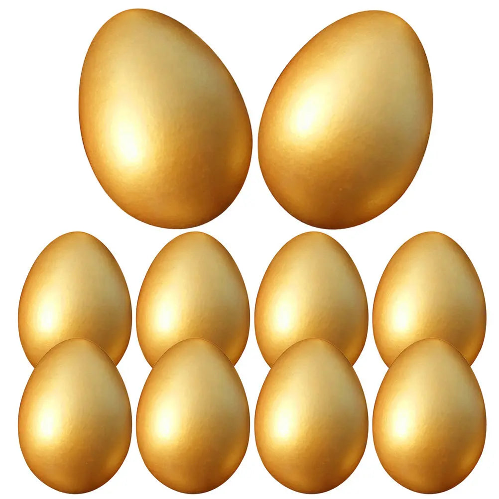 3D Wooden Easter Egg Golden Ornament DIY Decoration Kids Adults