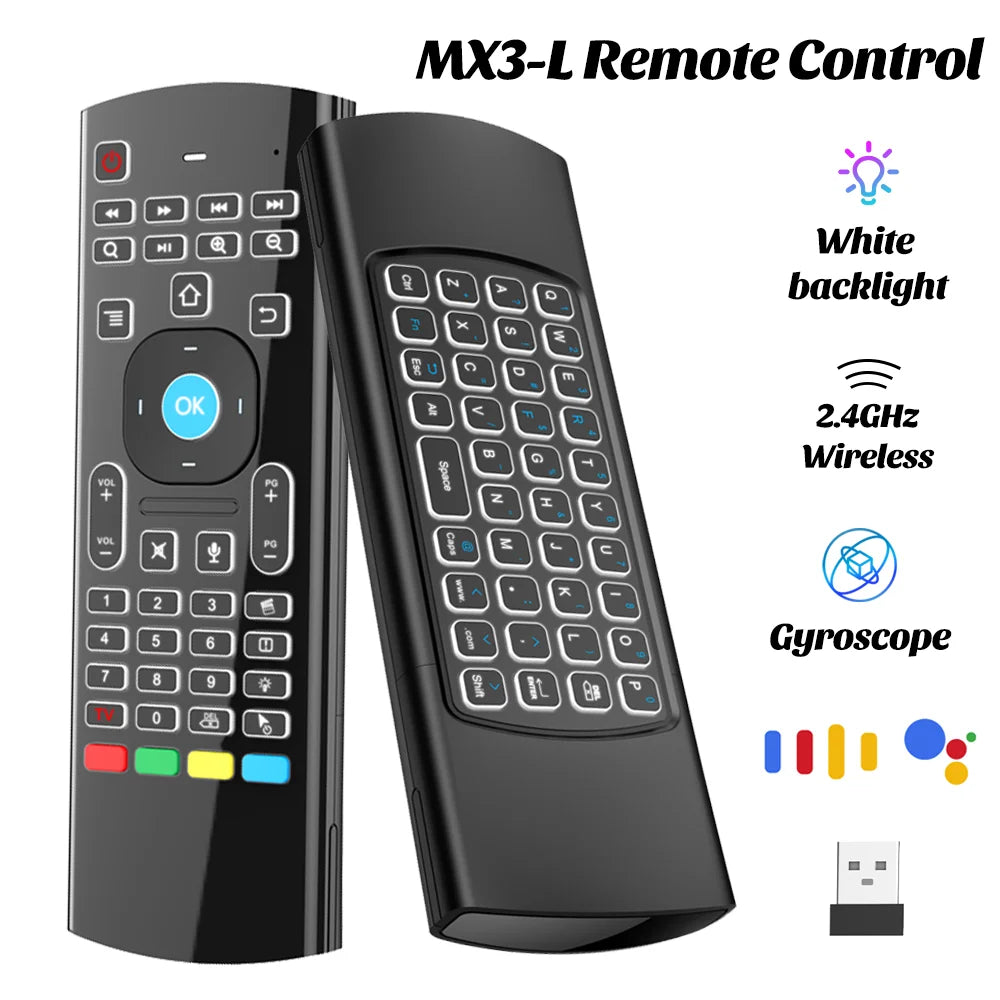 MX3 Voice Remote Control Wireless Air Mouse Mini Keyboard Backlit Zpaxo MX3-English