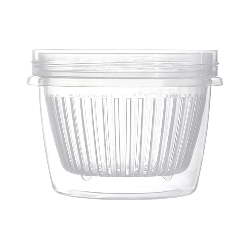 Kitchen Refrigerator Storage Box Vegetable Food Basket Drain Sealed Crisper Double-layer Round Fresh-Keeping Box Zpaxo A