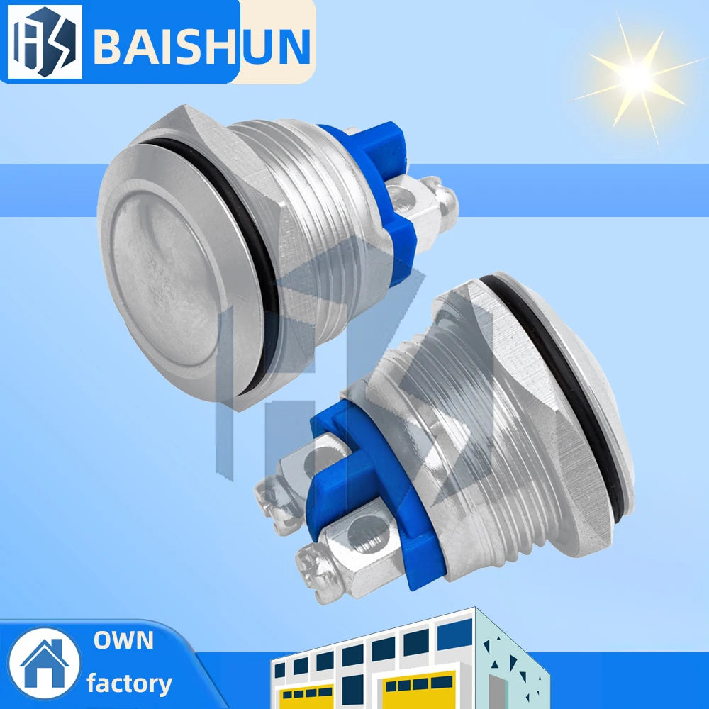 16mm metal push button waterproof nickel plated brass button switch press button reset 1NO high round momentary 16GT.F.L Zpaxo