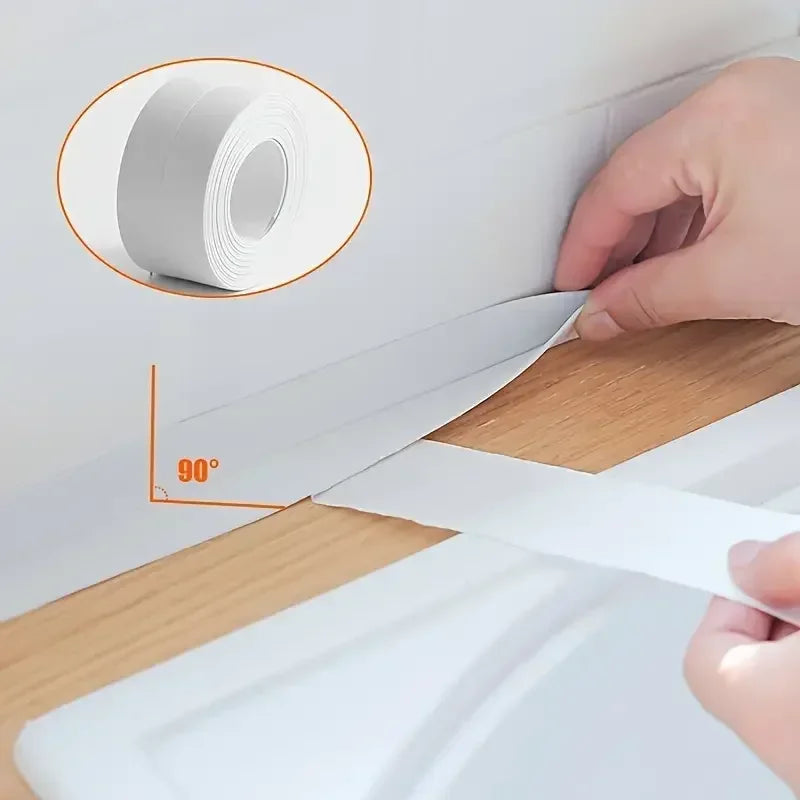 1 Roll of Waterproof White PVC Self-Adhesive Tape - Perfect for Bathroom, Sink & Kitchen - Super Strong Stickiness! Zpaxo