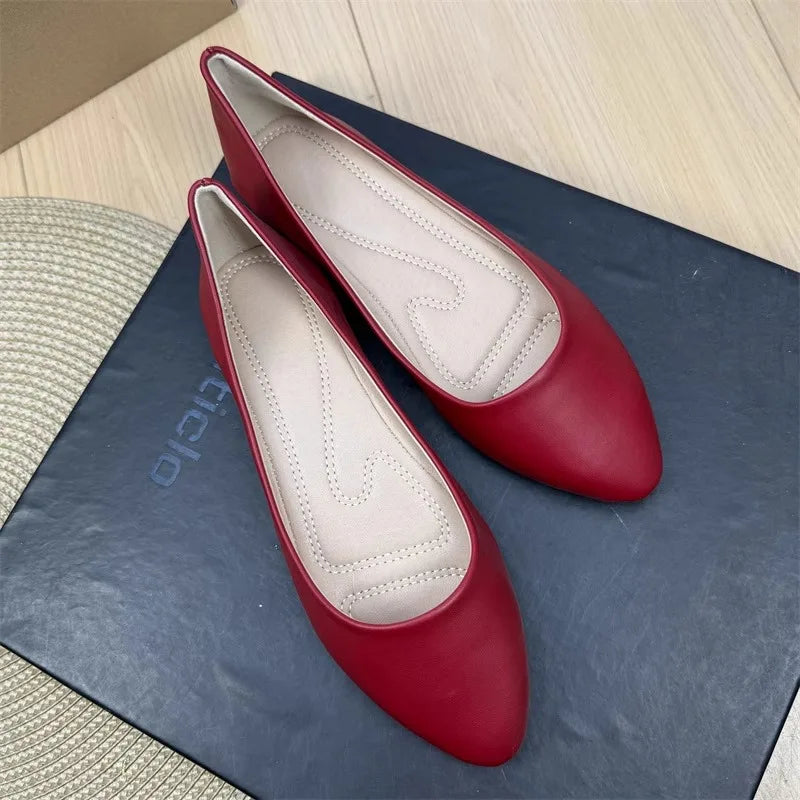 Flat Shoes for Women Spring and Autumn 2025 New Shallow Mouth Pointed Toe Boat Shoes Plus Size Women's Shoes Zapatos De Mujer Zpaxo