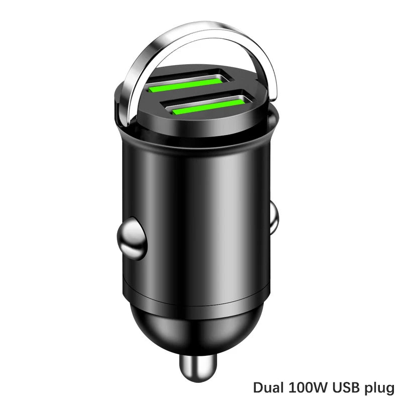 100W Mini Dual Ports USB Car Charger Lighter Fast Charging Phone Zpaxo A2