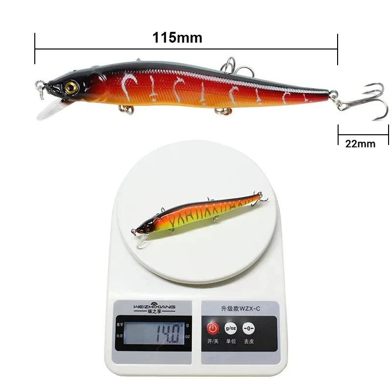 Minnow Crankbait Wobbler Lure 11.5cm 14g – 3D Eyes Pike Perch