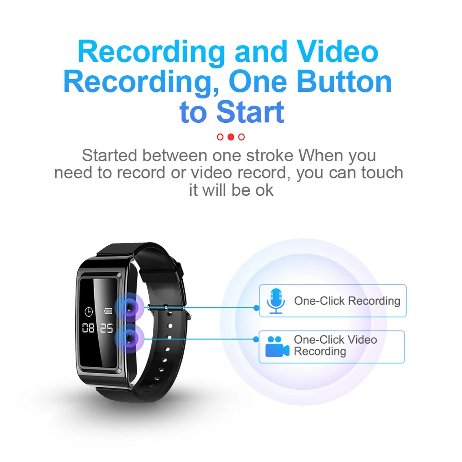 Camera Recorder Watch HD Noise Reduction Voice Activated Sweat Proof