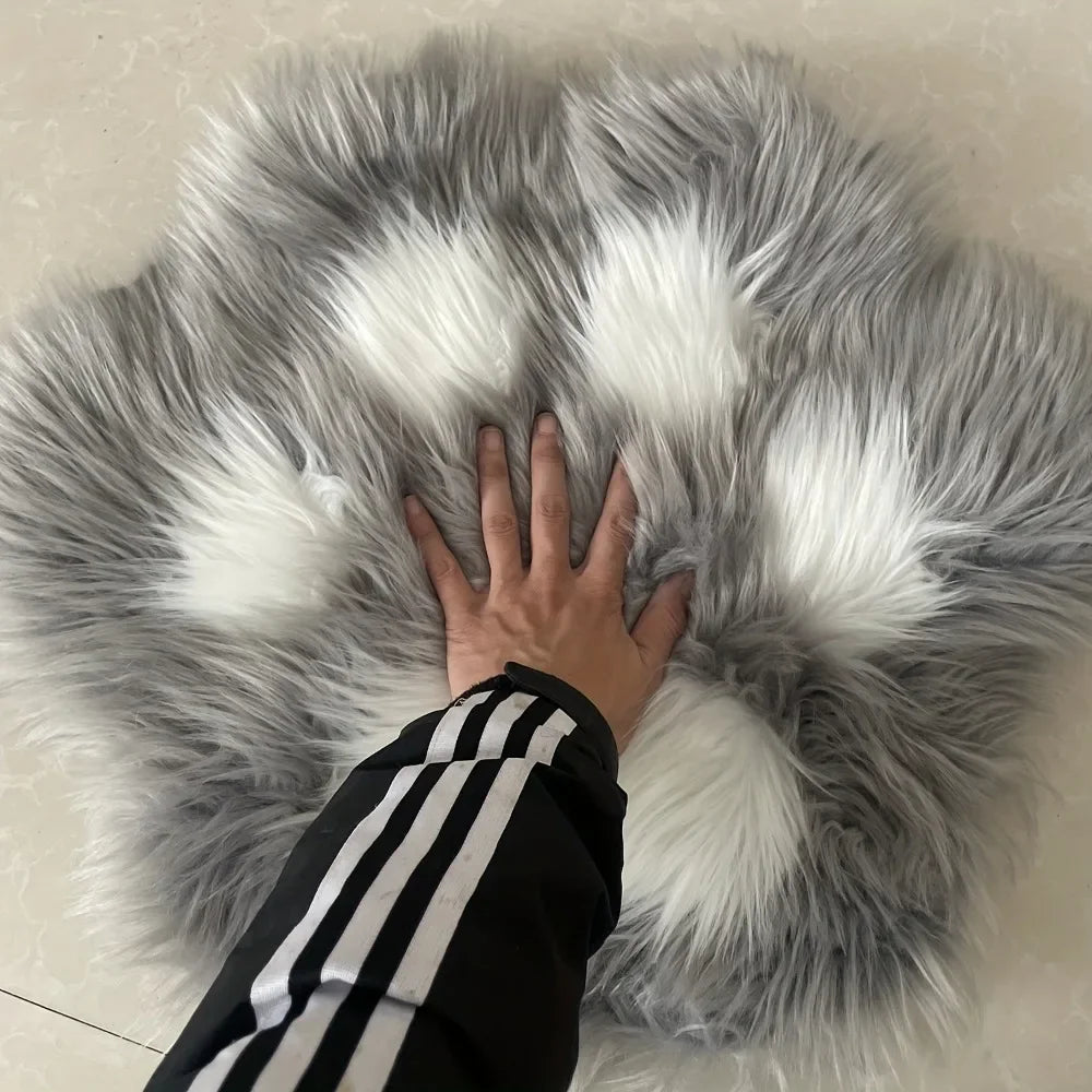 Cute Cat Paw Design Carpet Soft Long Plush Decorative Floor Mat