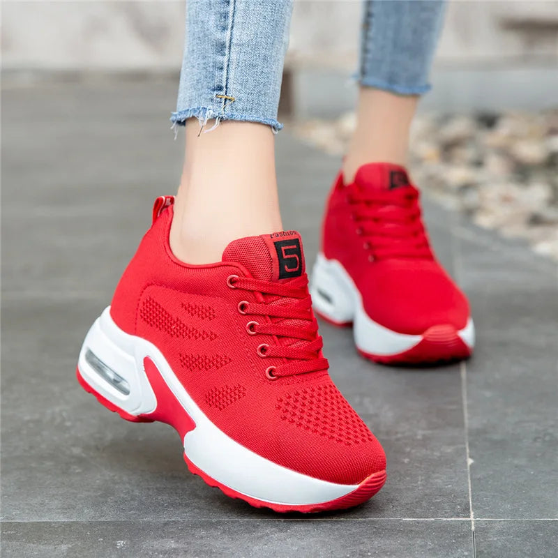 Women's Platform Mesh Breathable Sneakers Womens Spring Casual Wedge Zpaxo