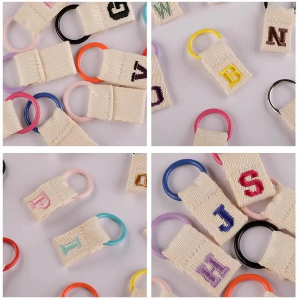 Keys Organizer 26 Letter Key Chain Ring Embroidery Alphabet Car Zpaxo