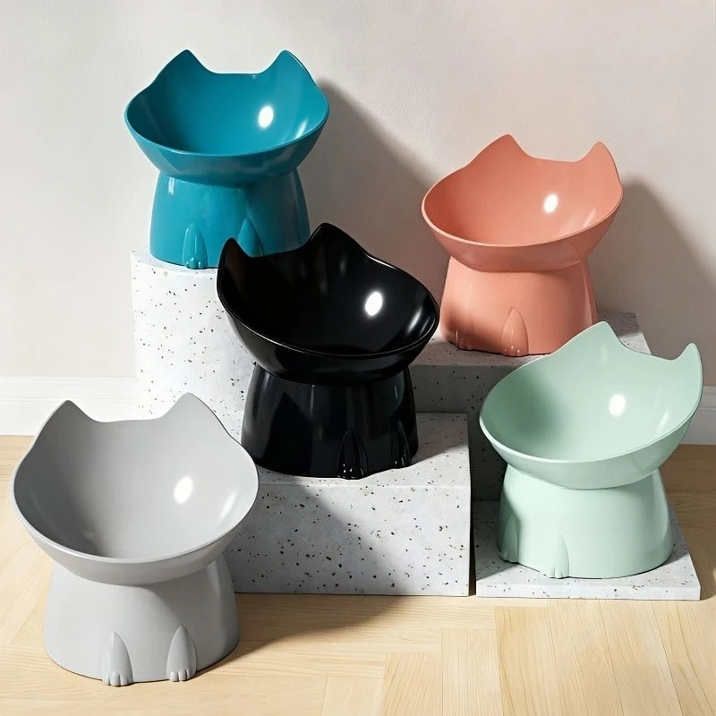 Personalized Cat Ear-shaped Pet Bowl Elevated Platform Design