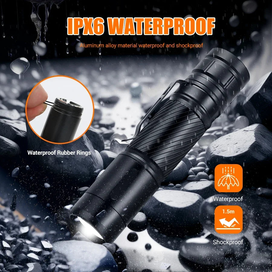KDULIT 1000LM Tactical LED Flashlight | Type-C Rechargeable IPX6