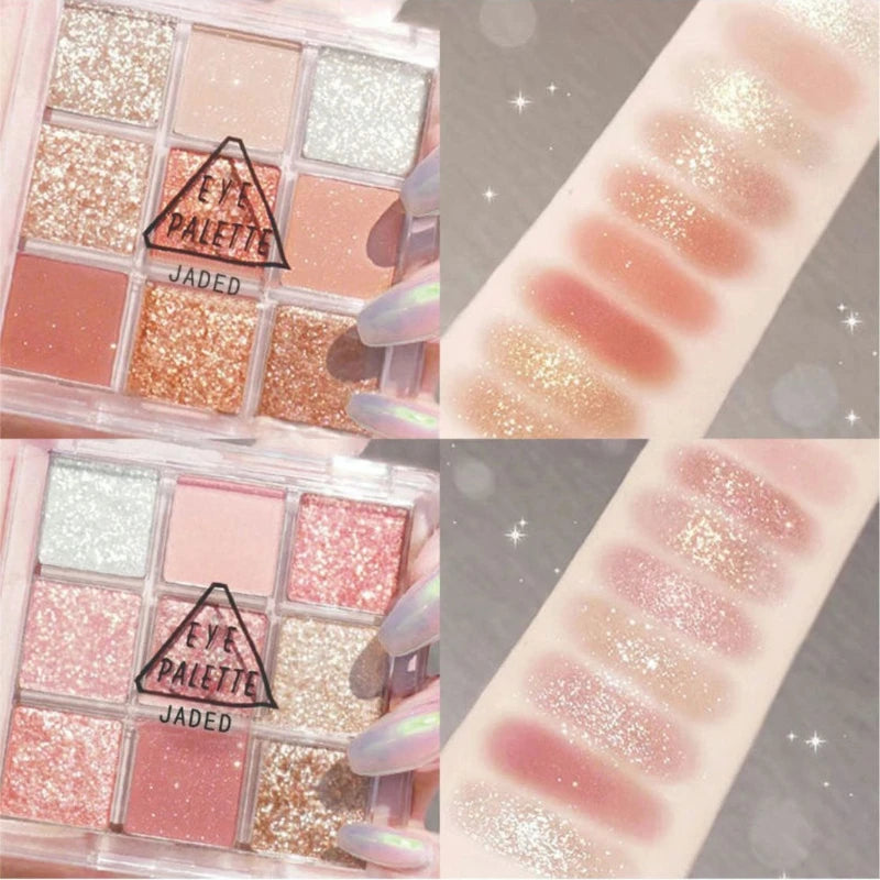 12-Color Fine Glitter Eyeshadow Palette Sparkling Pearl Sequins Pink