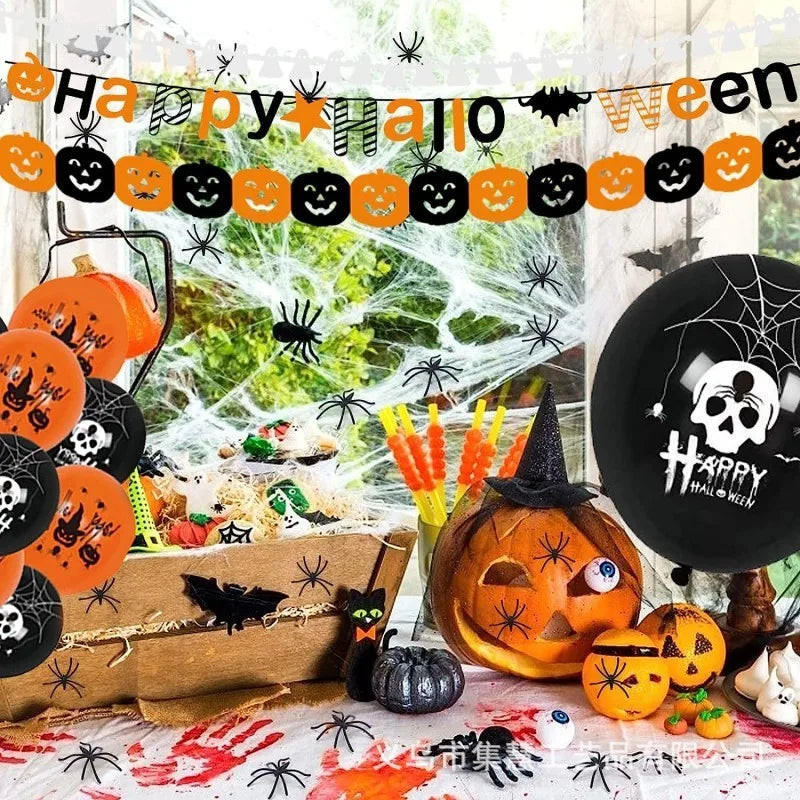 3M Halloween Pumpkin Banner Black Orange Bat Spider Garland Fireplace