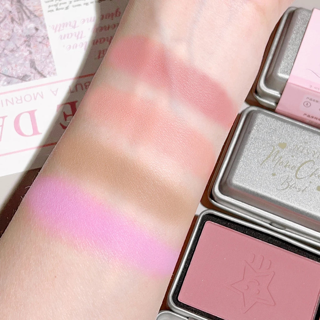 HISYI Aquatic clear monochrome blush, natural whitening, large capacity matte, easy-to-color monochrome rouge blush plate Zpaxo